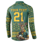 Custom South Africa Rugby Bokke Mascot Button Sweatshirt With Flag Style