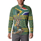 Custom South Africa Rugby Bokke Mascot Button Sweatshirt With Flag Style