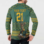 Custom South Africa Rugby Bokke Mascot Button Sweatshirt With Flag Style
