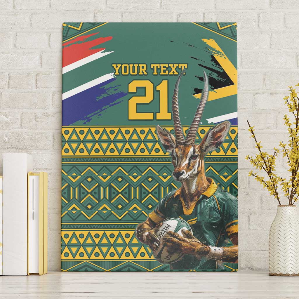 Custom South Africa Rugby Bokke Mascot Canvas Wall Art With Flag Style