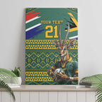 Custom South Africa Rugby Bokke Mascot Canvas Wall Art With Flag Style