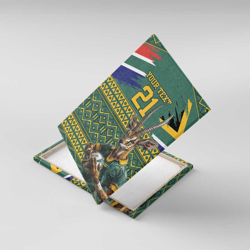 Custom South Africa Rugby Bokke Mascot Canvas Wall Art With Flag Style