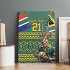 Custom South Africa Rugby Bokke Mascot Canvas Wall Art With Flag Style