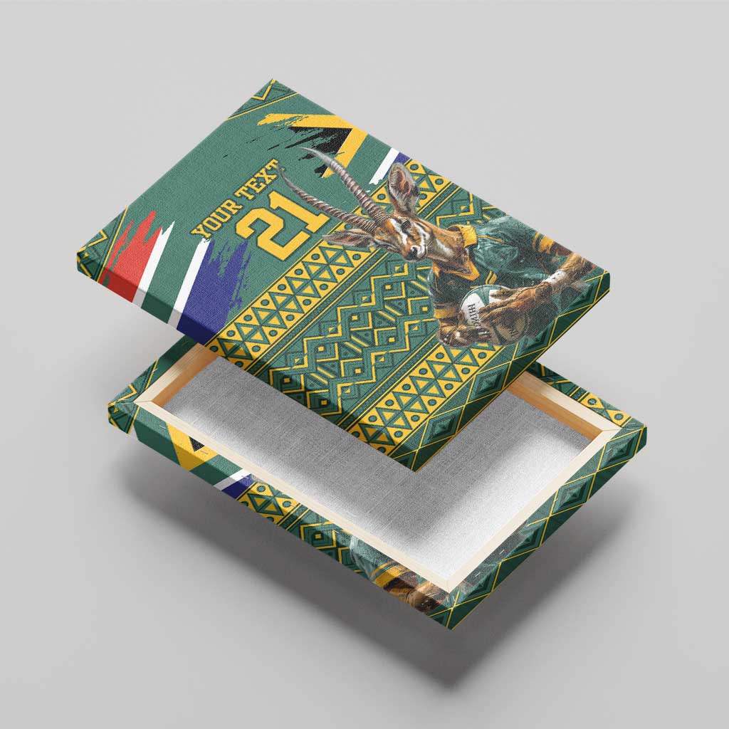 Custom South Africa Rugby Bokke Mascot Canvas Wall Art With Flag Style