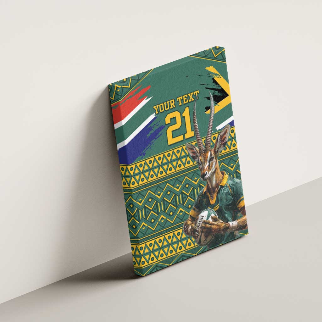 Custom South Africa Rugby Bokke Mascot Canvas Wall Art With Flag Style
