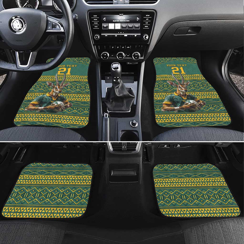 Custom South Africa Rugby Bokke Mascot Car Mats With Flag Style