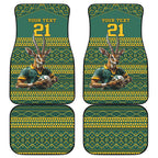 Custom South Africa Rugby Bokke Mascot Car Mats With Flag Style