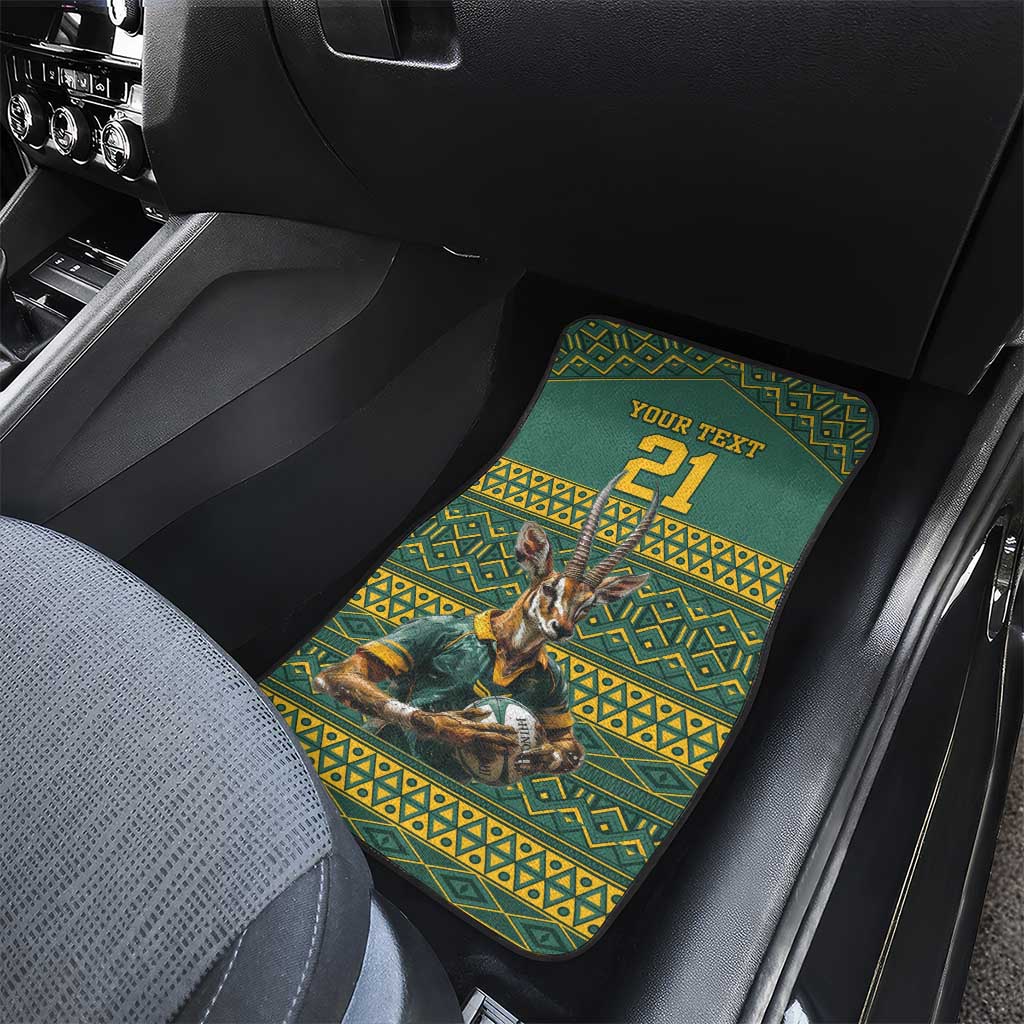 Custom South Africa Rugby Bokke Mascot Car Mats With Flag Style
