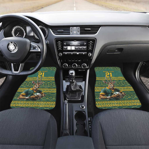 Custom South Africa Rugby Bokke Mascot Car Mats With Flag Style