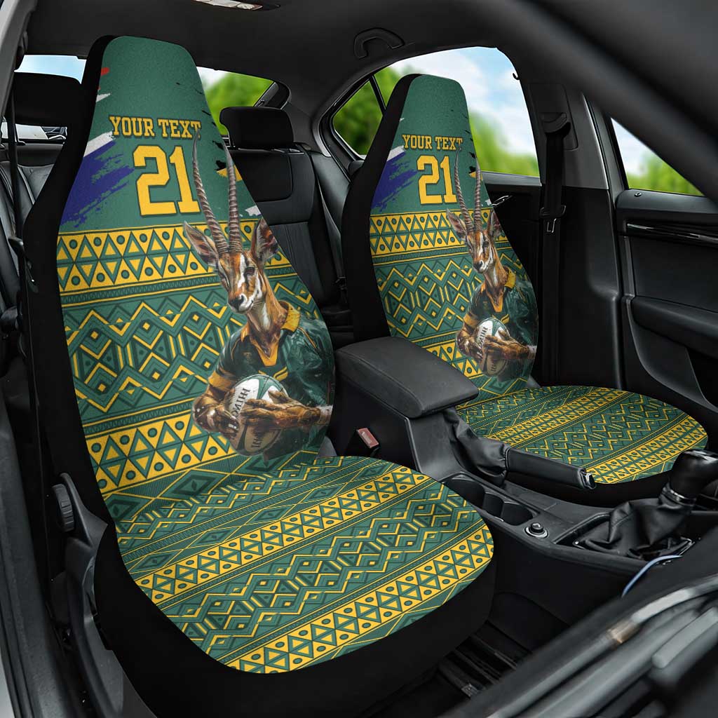 Custom South Africa Rugby Bokke Mascot Car Seat Cover With Flag Style