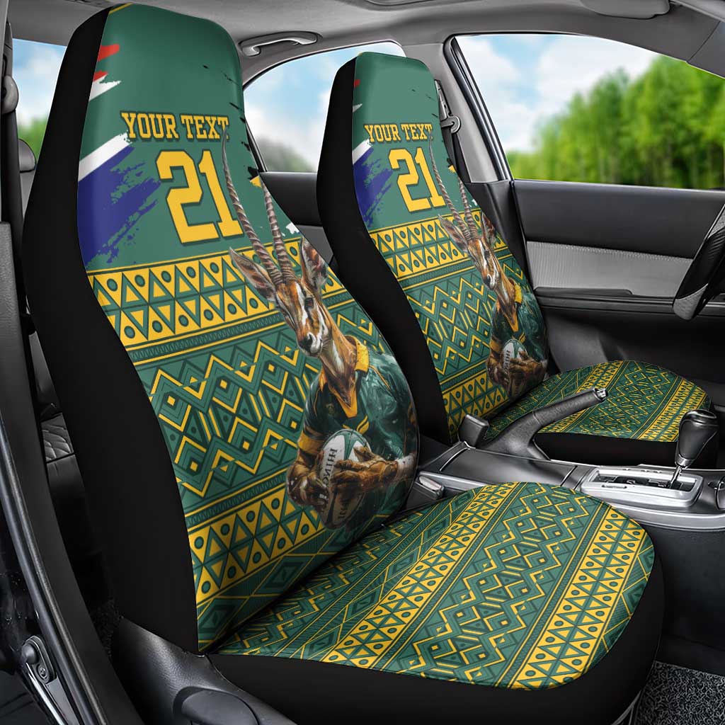 Custom South Africa Rugby Bokke Mascot Car Seat Cover With Flag Style