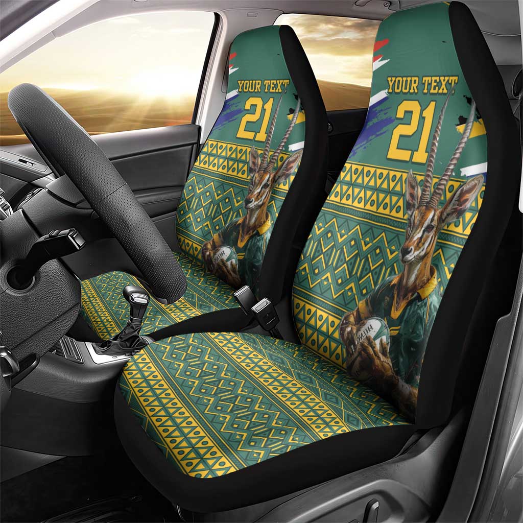 Custom South Africa Rugby Bokke Mascot Car Seat Cover With Flag Style