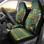 Custom South Africa Rugby Bokke Mascot Car Seat Cover With Flag Style