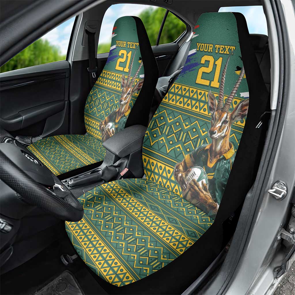 Custom South Africa Rugby Bokke Mascot Car Seat Cover With Flag Style