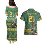 Custom South Africa Rugby Bokke Mascot Couples Matching Puletasi and Hawaiian Shirt With Flag Style