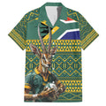 Custom South Africa Rugby Bokke Mascot Family Matching Long Sleeve Bodycon Dress and Hawaiian Shirt With Flag Style