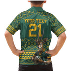 Custom South Africa Rugby Bokke Mascot Family Matching Mermaid Dress and Hawaiian Shirt With Flag Style