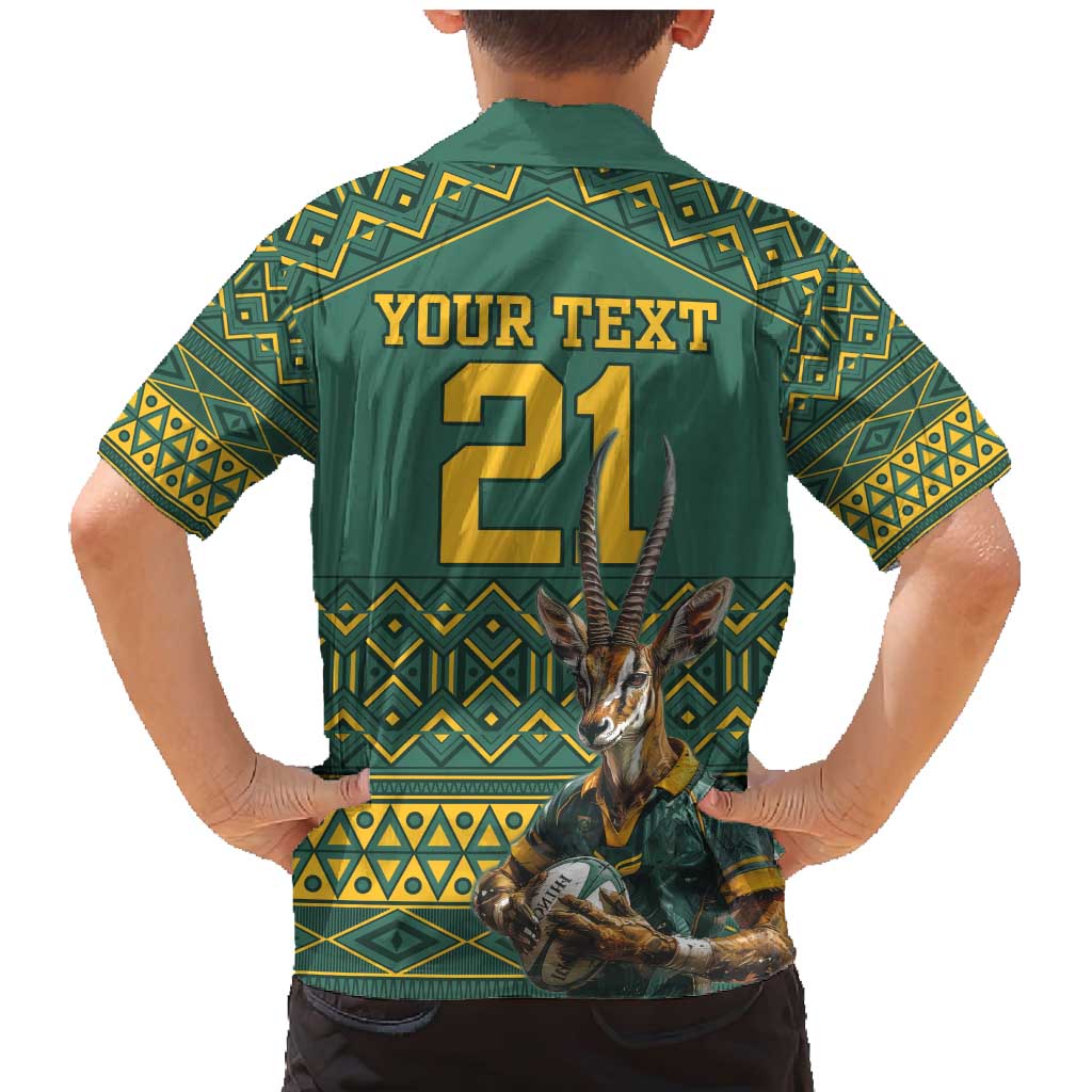 Custom South Africa Rugby Bokke Mascot Family Matching Mermaid Dress and Hawaiian Shirt With Flag Style
