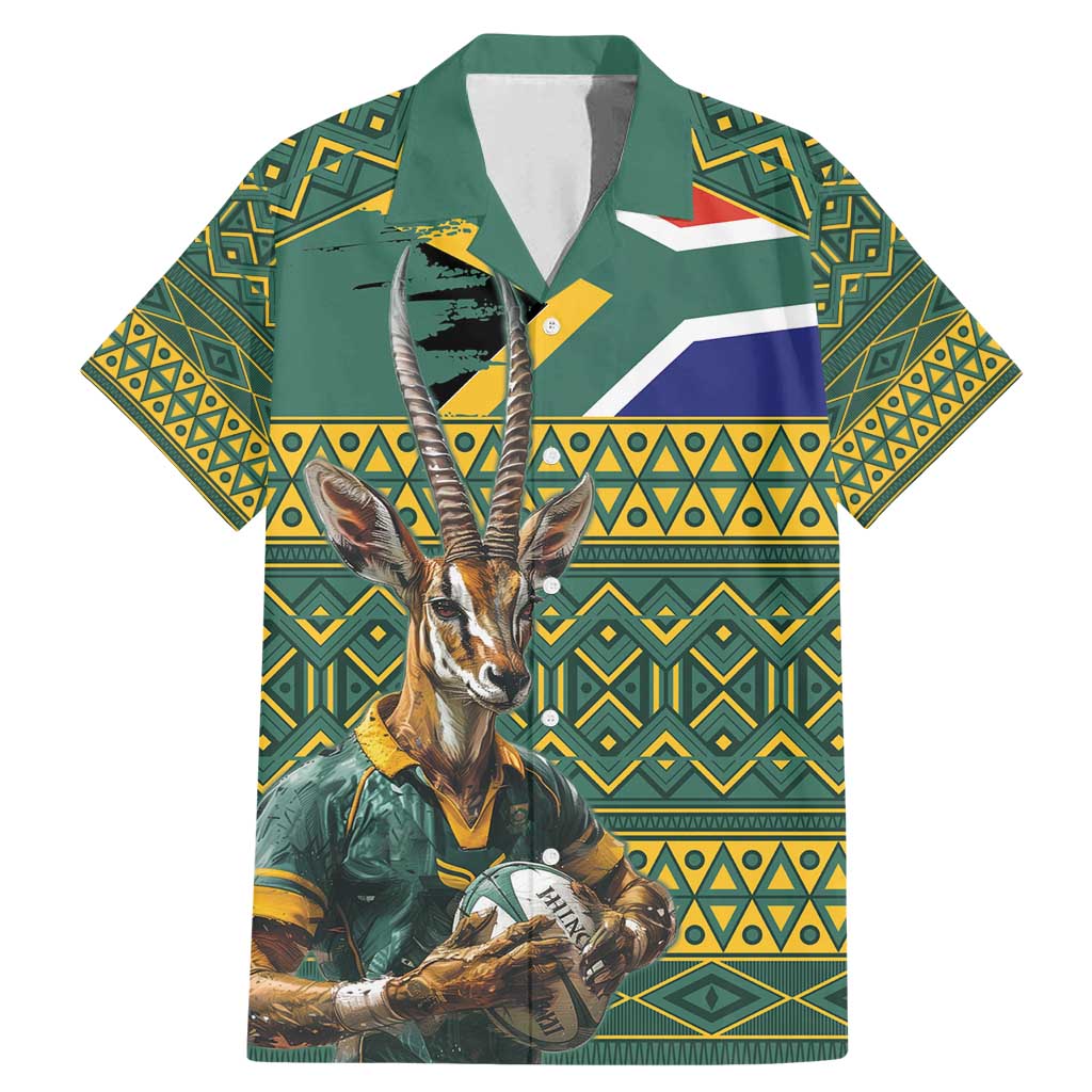 Custom South Africa Rugby Bokke Mascot Family Matching Mermaid Dress and Hawaiian Shirt With Flag Style