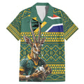 Custom South Africa Rugby Bokke Mascot Family Matching Mermaid Dress and Hawaiian Shirt With Flag Style