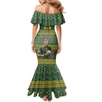 Custom South Africa Rugby Bokke Mascot Family Matching Mermaid Dress and Hawaiian Shirt With Flag Style