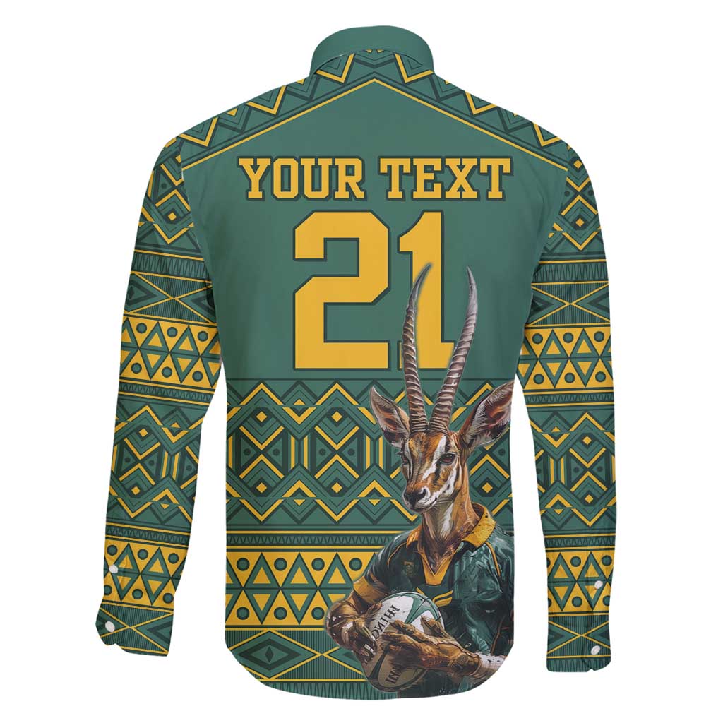 Custom South Africa Rugby Bokke Mascot Family Matching Off Shoulder Maxi Dress and Hawaiian Shirt With Flag Style