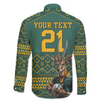 Custom South Africa Rugby Bokke Mascot Family Matching Short Sleeve Bodycon Dress and Hawaiian Shirt With Flag Style