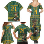 Custom South Africa Rugby Bokke Mascot Family Matching Summer Maxi Dress and Hawaiian Shirt With Flag Style