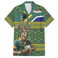 Custom South Africa Rugby Bokke Mascot Family Matching Summer Maxi Dress and Hawaiian Shirt With Flag Style