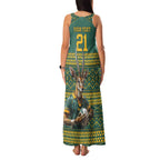 Custom South Africa Rugby Bokke Mascot Family Matching Tank Maxi Dress and Hawaiian Shirt With Flag Style