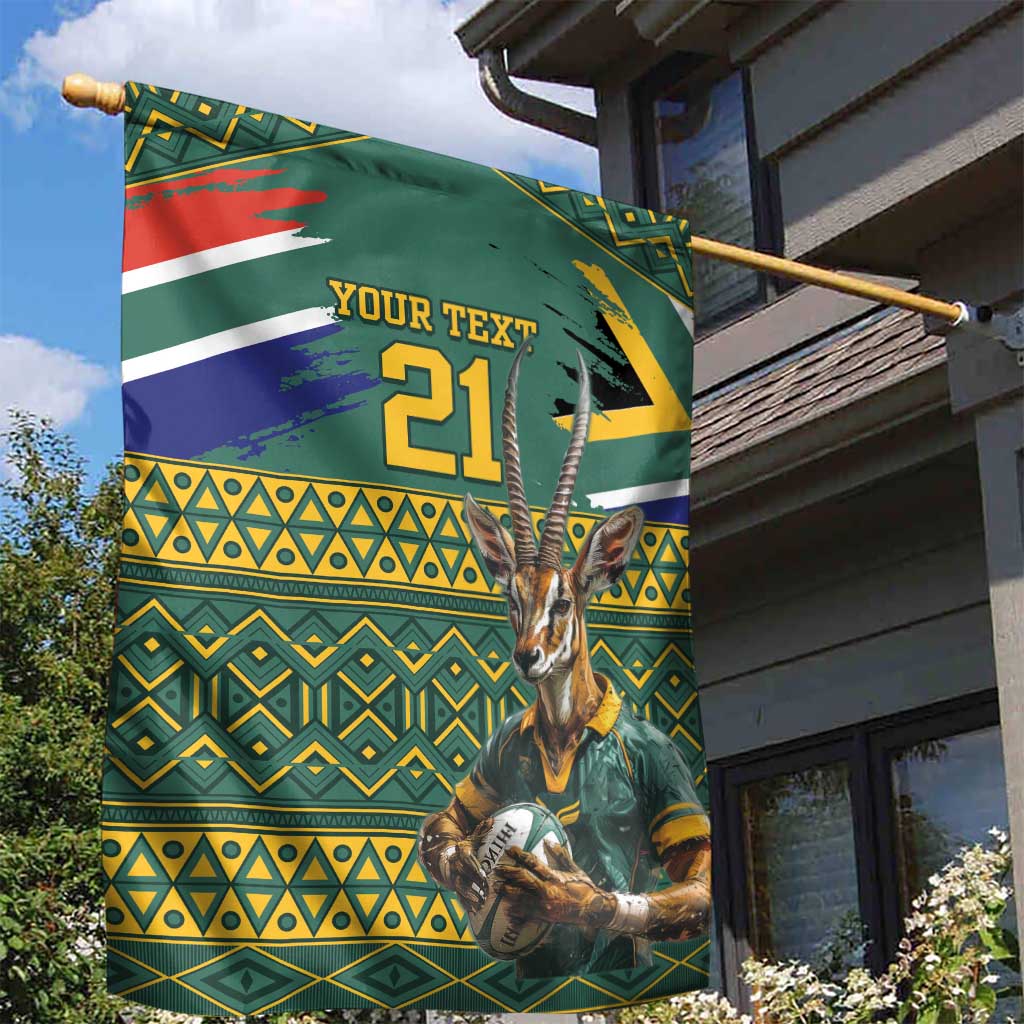 Custom South Africa Rugby Bokke Mascot Garden Flag With Flag Style