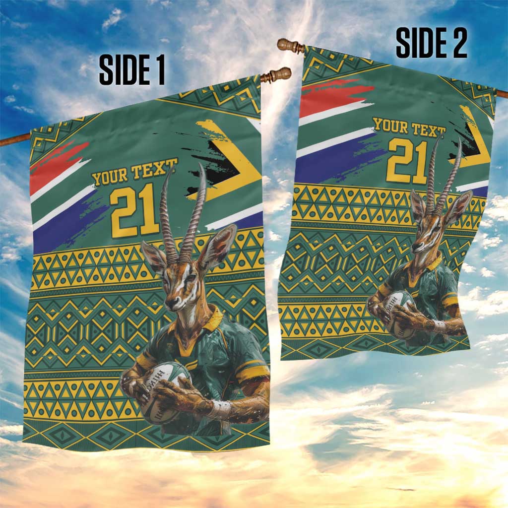 Custom South Africa Rugby Bokke Mascot Garden Flag With Flag Style