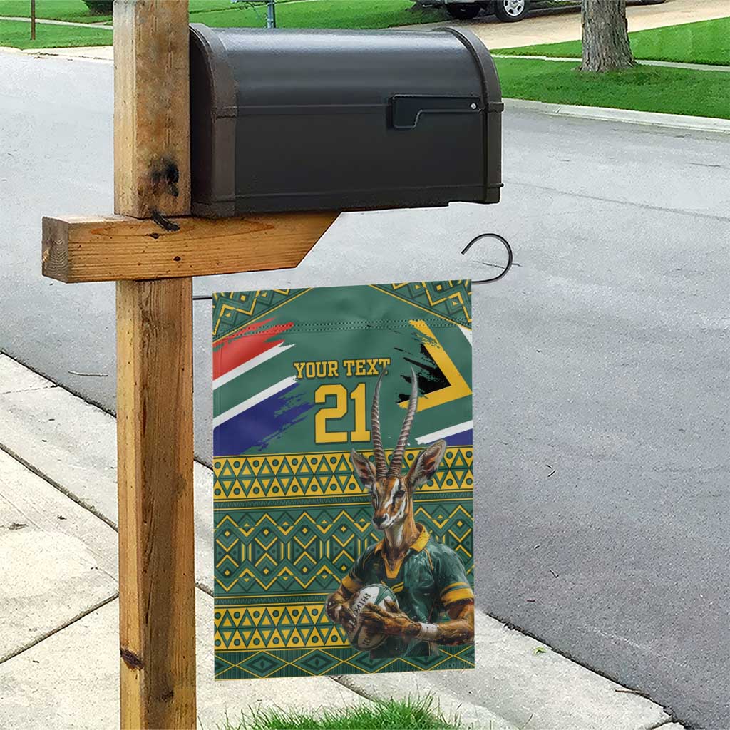 Custom South Africa Rugby Bokke Mascot Garden Flag With Flag Style