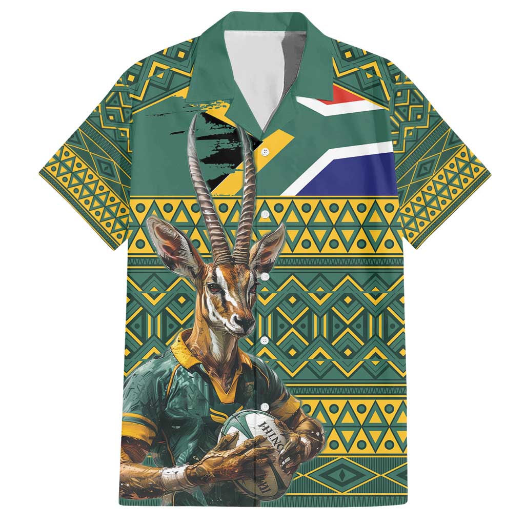 Custom South Africa Rugby Bokke Mascot Hawaiian Shirt With Flag Style