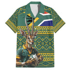 Custom South Africa Rugby Bokke Mascot Hawaiian Shirt With Flag Style