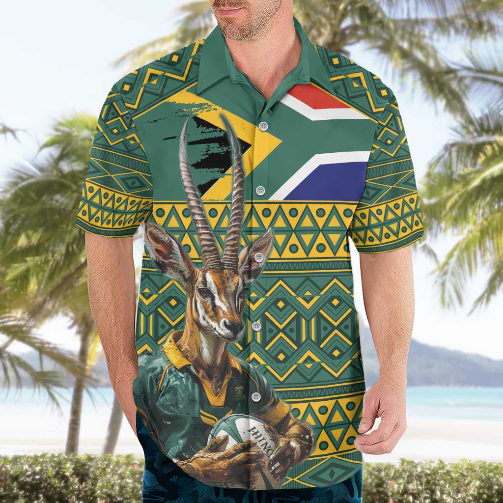 Custom South Africa Rugby Bokke Mascot Hawaiian Shirt With Flag Style