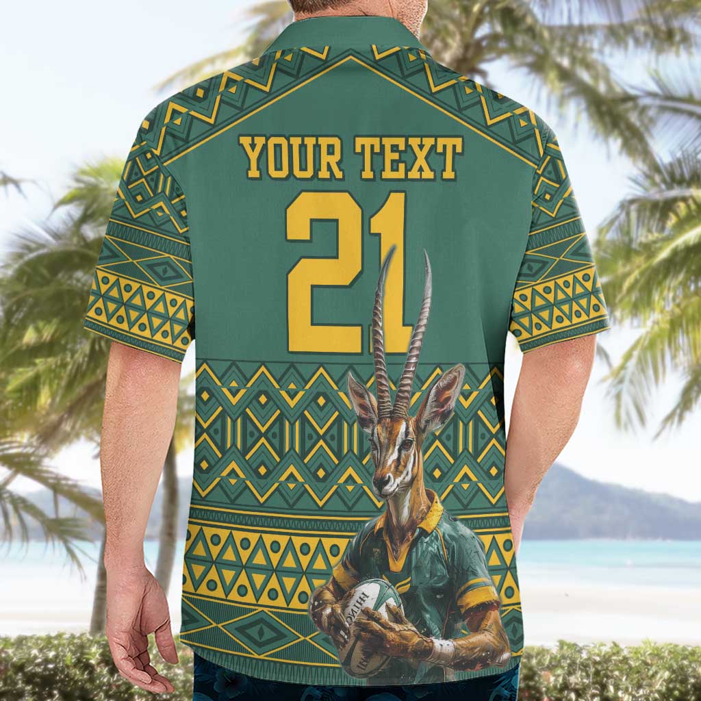 Custom South Africa Rugby Bokke Mascot Hawaiian Shirt With Flag Style