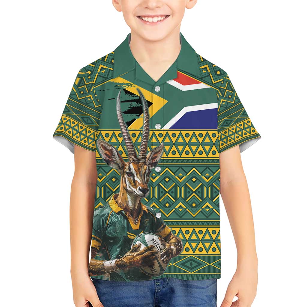 Custom South Africa Rugby Bokke Mascot Hawaiian Shirt With Flag Style
