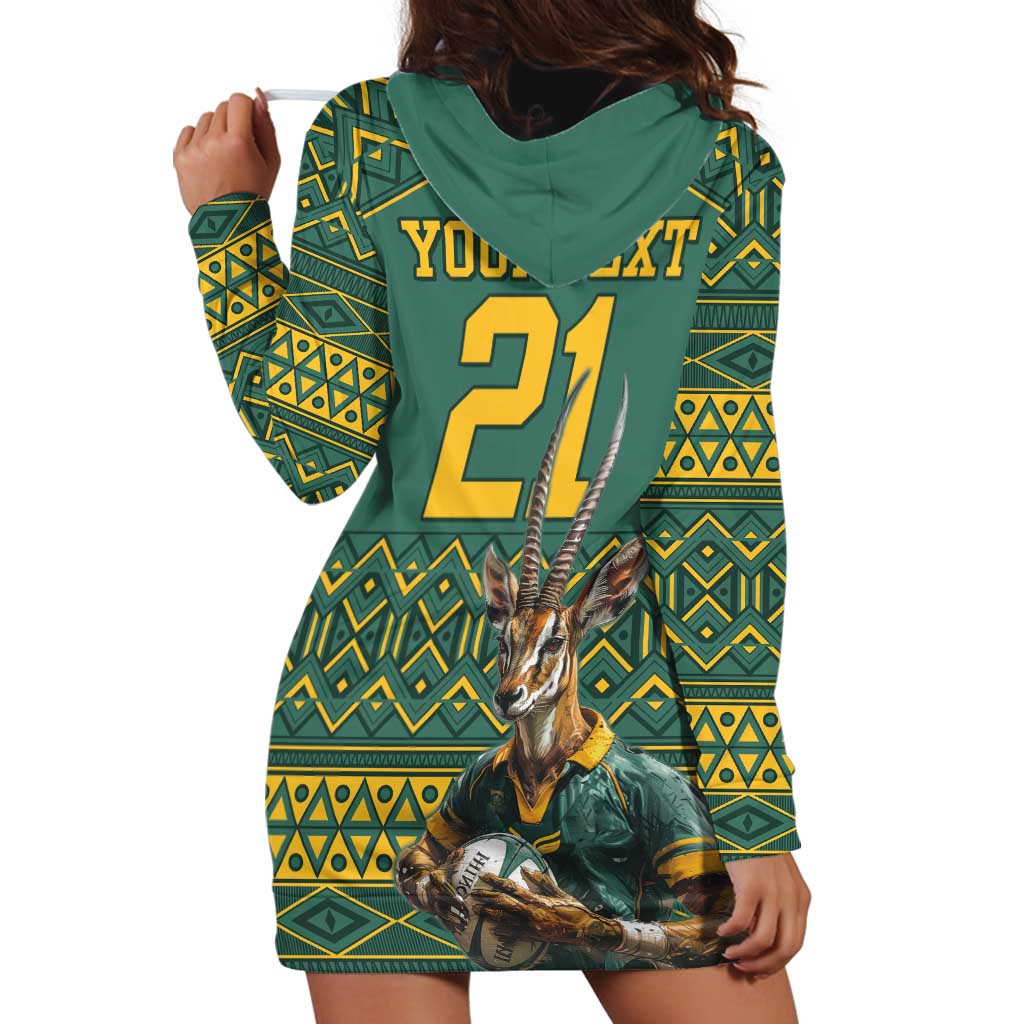Custom South Africa Rugby Bokke Mascot Hoodie Dress With Flag Style