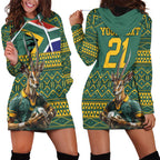 Custom South Africa Rugby Bokke Mascot Hoodie Dress With Flag Style