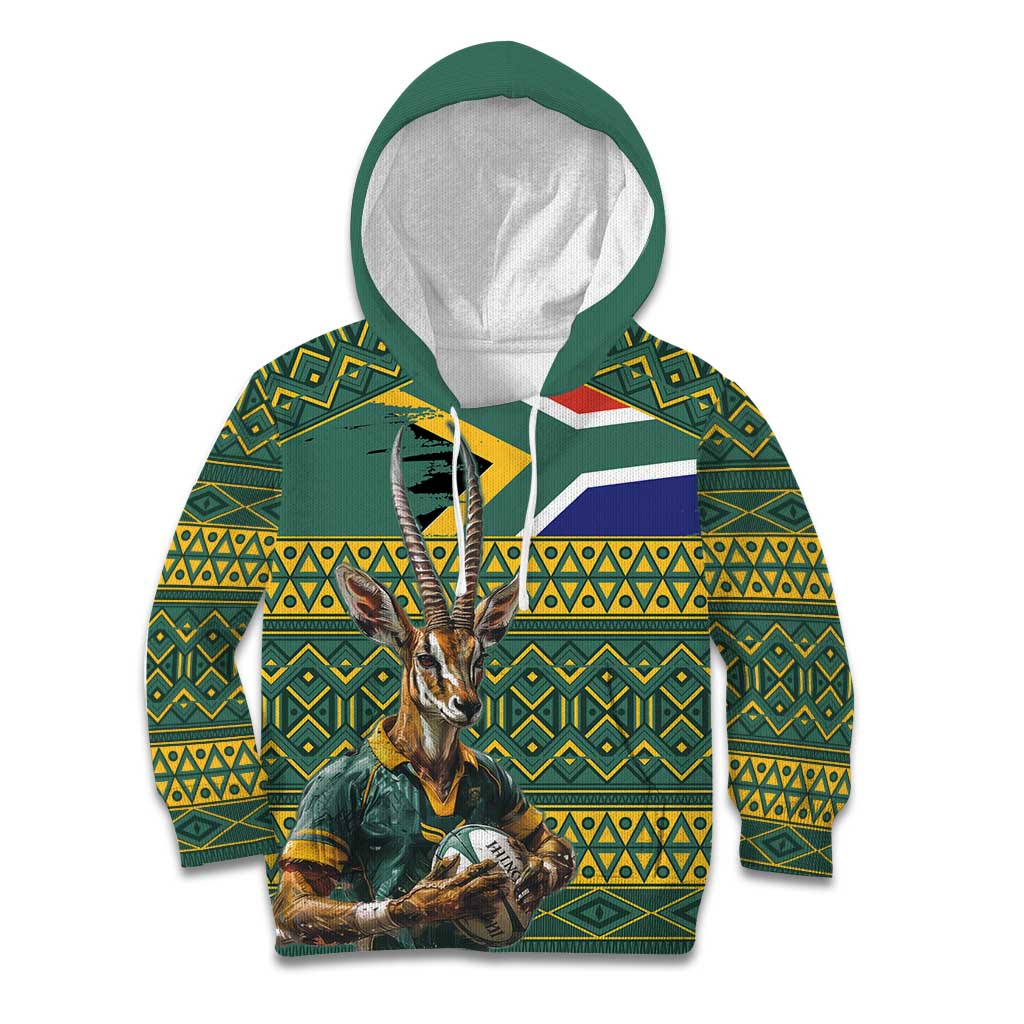 Custom South Africa Rugby Bokke Mascot Kid Hoodie With Flag Style