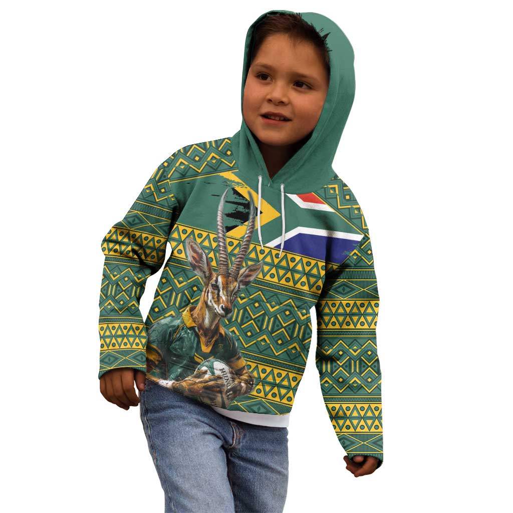 Custom South Africa Rugby Bokke Mascot Kid Hoodie With Flag Style