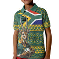 Custom South Africa Rugby Bokke Mascot Kid Polo Shirt With Flag Style