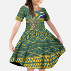 Custom South Africa Rugby Bokke Mascot Kid Short Sleeve Dress With Flag Style