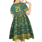 Custom South Africa Rugby Bokke Mascot Kid Short Sleeve Dress With Flag Style