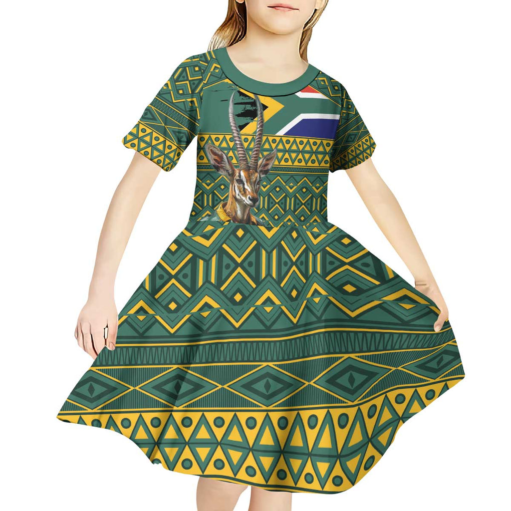 Custom South Africa Rugby Bokke Mascot Kid Short Sleeve Dress With Flag Style