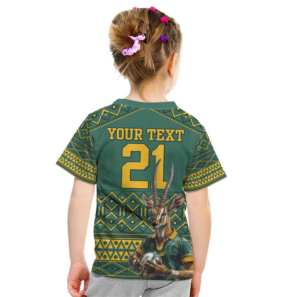 Custom South Africa Rugby Bokke Mascot Kid T Shirt With Flag Style