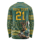 Custom South Africa Rugby Bokke Mascot Long Sleeve Shirt With Flag Style