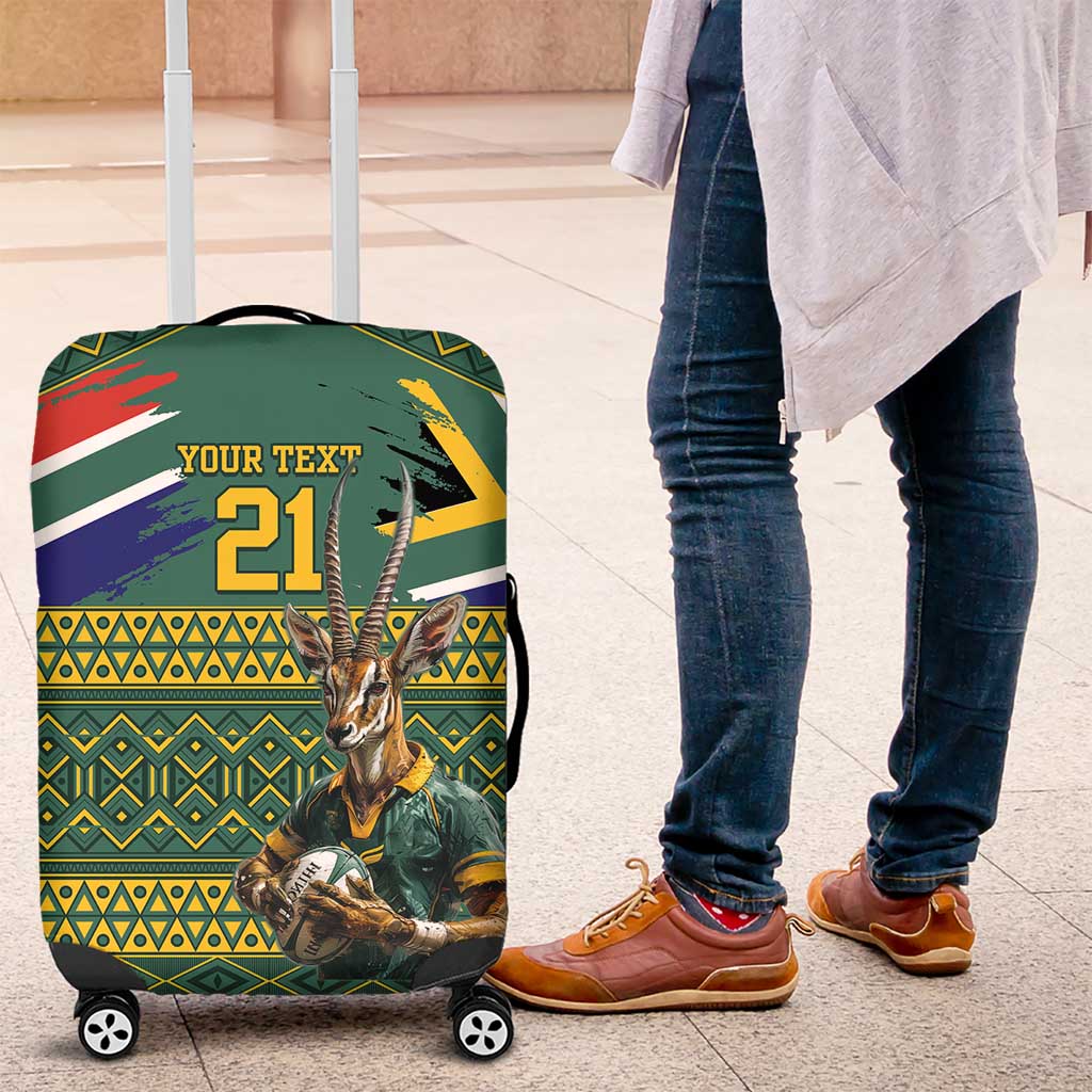 Custom South Africa Rugby Bokke Mascot Luggage Cover With Flag Style