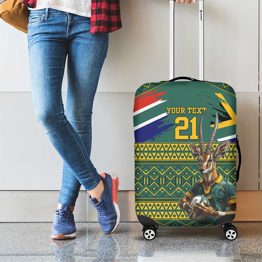 Custom South Africa Rugby Bokke Mascot Luggage Cover With Flag Style